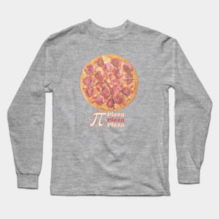 Pizza Pi Pepperoni with Pi number spiral 3.14 and Pizza Pizza Pizza Long Sleeve T-Shirt